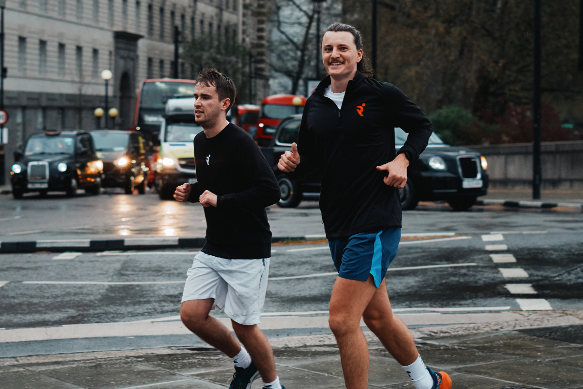 Two runners on an easy run in London